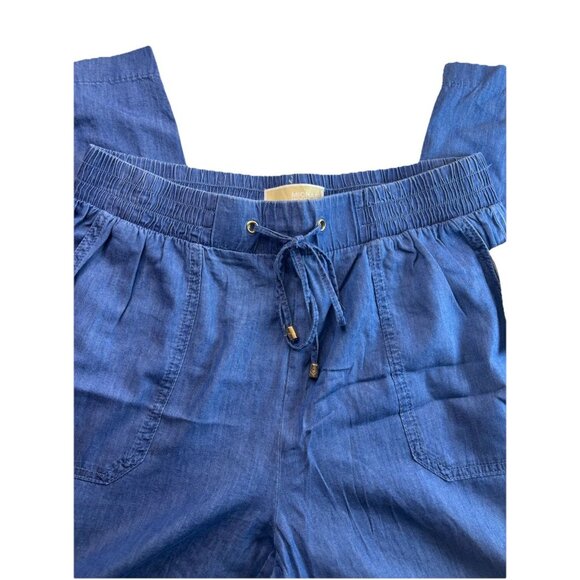 Michael Michael Kors Denim Drawstring Waist & Wide leg Chambray Pants, Sz Med - Picture 3 of 7